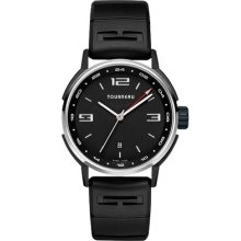 Tourneau Mens Watch Tny Series 44 Gmt Automatic Black Rubber Band Steel Case