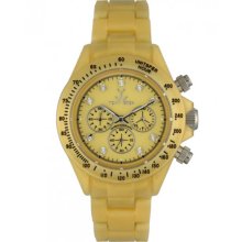 Toy Ladies Chronograph Plastic Resin Case and Bracelet Gold Dial Date Display FLP07GD