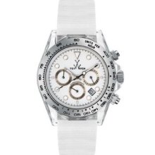 Toy Ladies Round Case White Dial Band Quartz Analog Chronograph Watch 5003whw