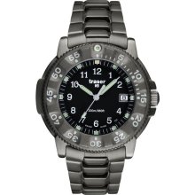 Traser P 6506 Commander 100 Men's Titanium Watch - Titanium Bracelet - Black Dial - P6506.670.32.01