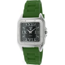 Trax Womens Tr5132-bg Posh Square Green Rubber Black Dial Watch