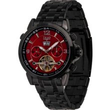 Trias Pvd Black Case, Red Dial, Automatic Calendar Watch Aerostar, 1.65 Inch