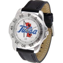 Tulsa Golden Hurricane Logo- Mens Sport Leather Watch