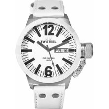 TW Steel Men's CE1037 CEO Canteen White Leather Mother-Of-Pearl Dial W