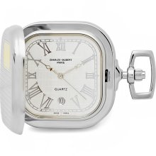 Two tone engravable quartz pocket watch & chain by charles hubert