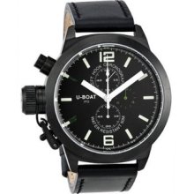 U-boat Men's Pvd Stainless Steel Case Chronograph Black Calfskin Watch 295