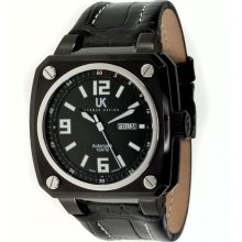 Uhr-Kraft Mens Spring Stainless Watch - Black Leather Strap - Black Dial - UHR14100/2A
