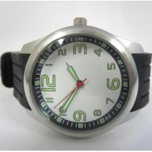 Unbranded Quartz Watch White Round Dial Glow In The Dark Hands