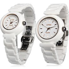 Unisex Ceramic Analog Quartz Wrist Watch (White)