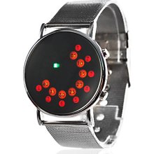 Unisex Dress Style Steel LED Digital Wrist Watch (Silver)