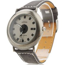 Unisex PU Analog Quartz Watch Wrist 687 (Grey)
