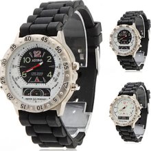 Unisex Silicone Analog Quartz Watch Wrist gz1204 (Black)