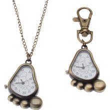 Unisex Sole Style Alloy Quartz Analog Keychain Necklace Watch (Bronze)
