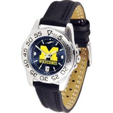University Of Michigan Wolverines Ladies Leather Band Sports Watch