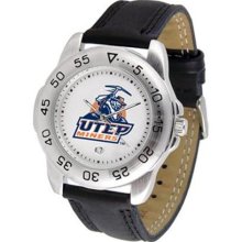 UT El Paso Miner watch : UTEP Miners Bold Logo Sport Leather Watch