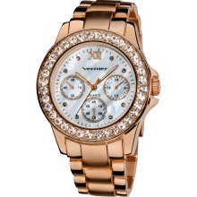 Vernier Ladies Dazzling Boyfriend Mother Of Pearl Dial Faux-chrono Bracelet Watc