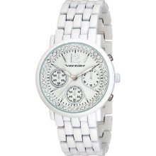 Vernier Woman's White Faux Chrono Sparkle Watch