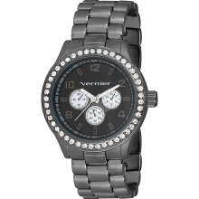 Vernier Women's V11088 Gun Metal Chrono Look Glitz Bracelet Quartz Watch