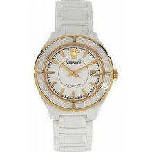 Versace Watches DV One Ceramic Automatic Watch With Diamonds In White