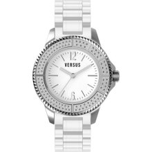 Versus Tokyo Womens White Rubber Silver Dial Crystal Watch ...