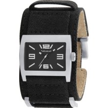 Vestal Legionnaire Men's Stainless Analog Watch - Black Canvas Strap - Black Dial - LGA001