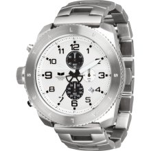 Vestal Mens Restrictor Stainless Watch - Silver Bracelet - White Dial - RES007