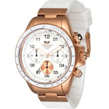 Vestal Mens ZR-2 Chronograph Stainless Watch - White Rubber Strap - White Dial - ZR2CS04