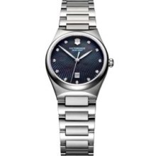 Victorinox Swiss Army Silver Victoria Black Mother Of Pearl Dial Watch