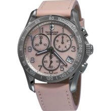 Victorinox Swiss Army Women's Classic Swiss Quartz Pink Dial Chronograph Leather Watch
