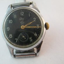 Vintage mens watch Svet .Soviet mens wrist watch from Ussr 60-s black