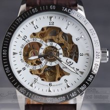 Vogue Luxury Men's Oversize Punk Auto Mechanical Leather Analog Wrist Watch