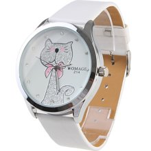 Watch Girl Women White Watchband White Dial Plate 214