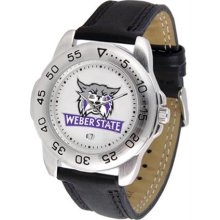 Weber State Wildcats Mens Leather Sports Watch
