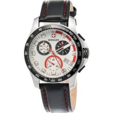 Wenger Battalion Field Chrono Black Leather Band Men's Swiss Watch 70791