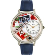 Whimsical Watches Mid-Size Coffee Lover Quartz Movement Miniature Detail Leather Strap Watch