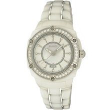 White Ceramic Swiss Bianci Women's Watch With Zirconia Studded Bezel B269lwht