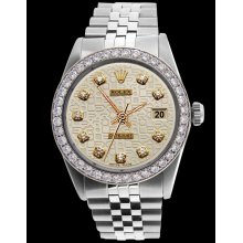 White diamond dial bezel date just rolex gents watch SS jubilee bracelet