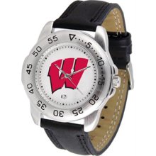 Wisconsin Badgers Mens Leather Sports Watch