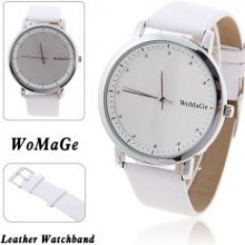 WoMaGe Girls' or Woman's Wrist Watch with Quartz Hours Analog Round Dial 19mm Le - White - Metal