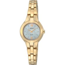 Women Seiko SUP026 Gold Tone Dress White Dial Solar