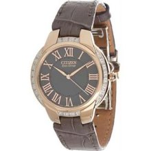 Women's Ciena Rose Gold Stainless Steel Case Leather Strap Gray