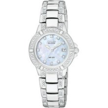 Womens Citizen Ecodrive Normandie Watch Stainless Steel W/ Swarovski Ew0950-58d