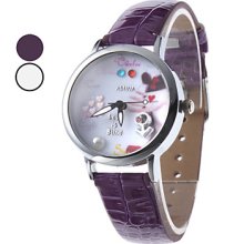 Women's Cute Love Style PU Analog Quartz Wrist Watch (Assorted Colors)