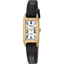 Women's Gold Tone Dress Solar Quartz White Dial Strap