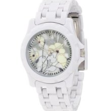 Women's ST/6005MPWT Diamond Dial Floral Print White Corn Resin