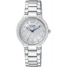 Women's Stainless Steel Firenza Eco-Drive Diamond Bezel Silver Dial