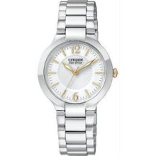 Women's Stainless Steel Firenza Eco-Drive Silver Dial Sapphire Gold