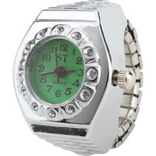 Women's Steel Shell Style Alloy Analog Quartz Ring Watch (Silver)