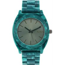 Women's Time Teller Green Plastic Resin Case and Bracelet Gray Dial