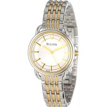 Women's Two Tone Stainless Steel Case and Bracelet Classic Dress White